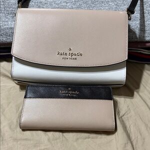 Kate Spade Tan and Black Crossbody Bag Set